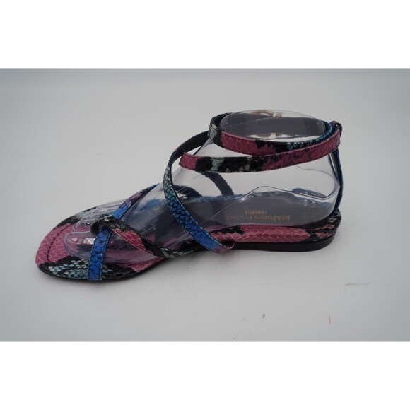 Marion Parke Toscana Harvey Python Snakeskin Indigo Strappy Sandals Size 8.5/39 - Picture 6 of 16